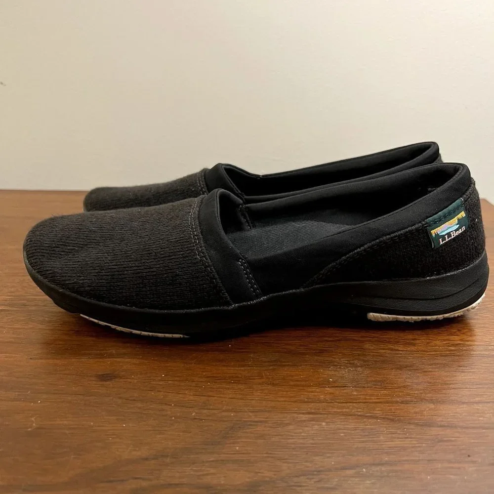 LL Bean All Around Slip On Shoe Fleece Comfort Cushion -Women's 9 M -‎ Black
